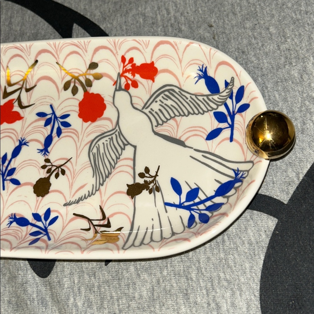 ANTHROPOLOGIE TRAY DISH LAUREN McINTOSH DECALED STONEWARE TRINKET CATCHALL - Picture 7 of 13